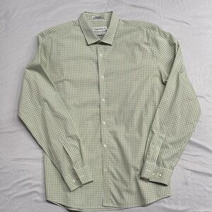 Calvin Klein Men's Light Green Plaid Button-Down Shirt Size M